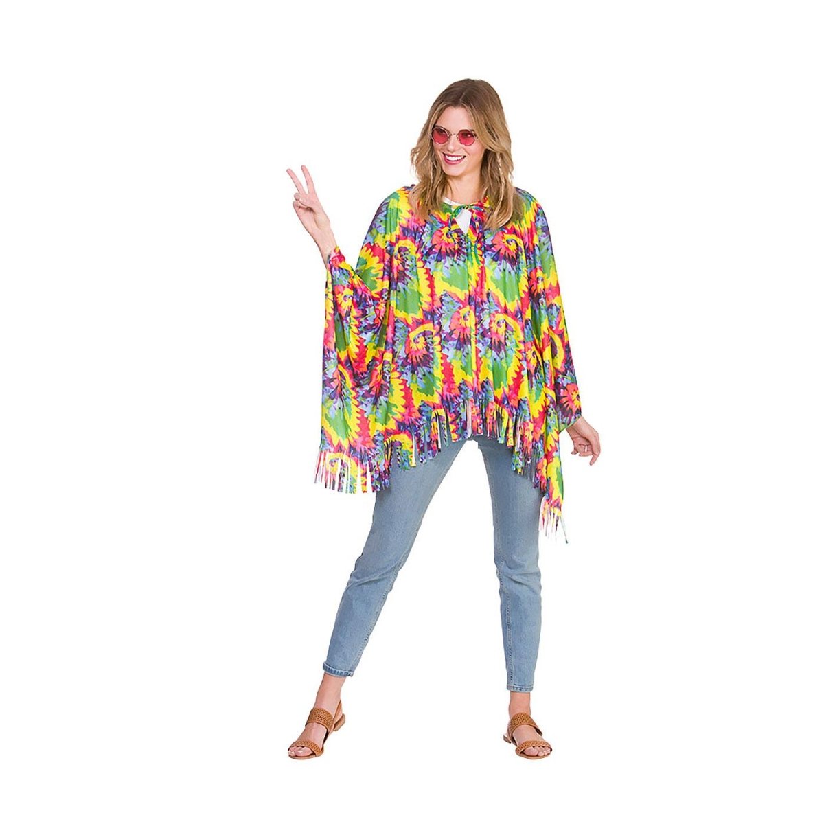 Wicked Costumes Ltd - Hippie Tie Dye Poncho - Adult - Fancy Dress Central
