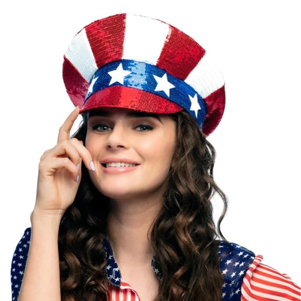 Boland - Sequin USA Hat - Adult - Fancy Dress Central