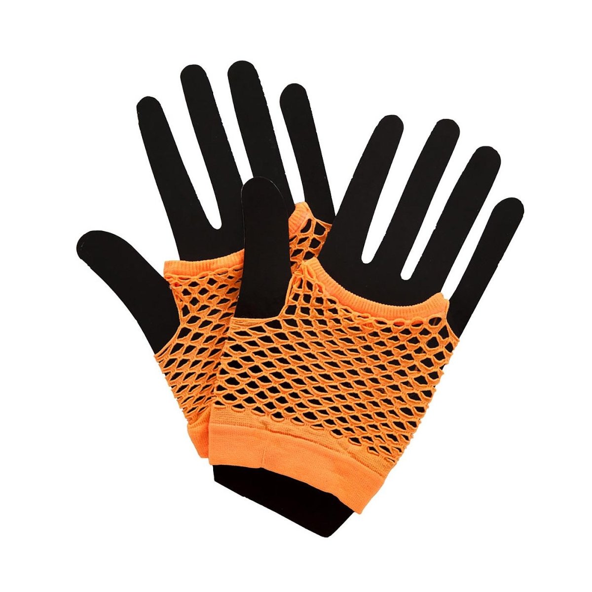 Wicked Costumes Ltd - Short 80s Net Gloves (Neon Orange) - Adult - Fancy Dress Central