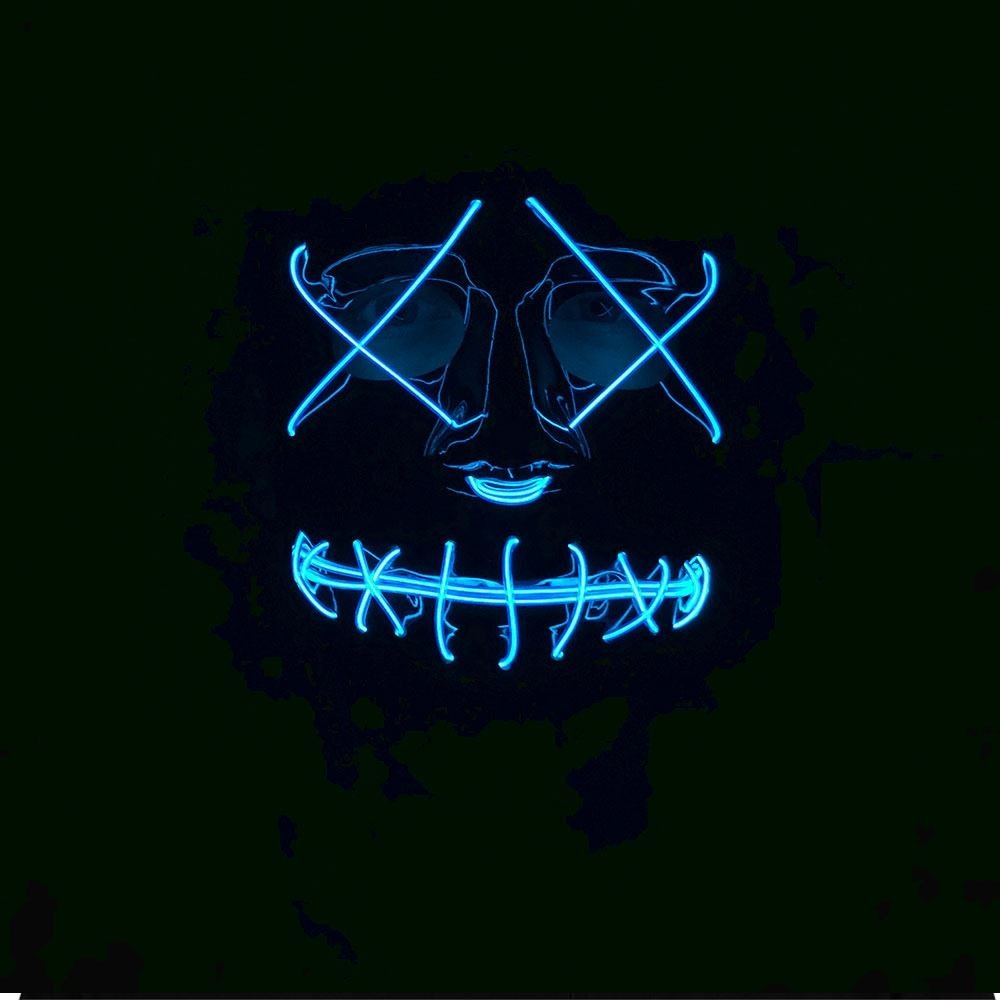 Wicked Costumes Ltd - Purge Light Up Mask (Neon Blue) - Adult - Fancy Dress Central
