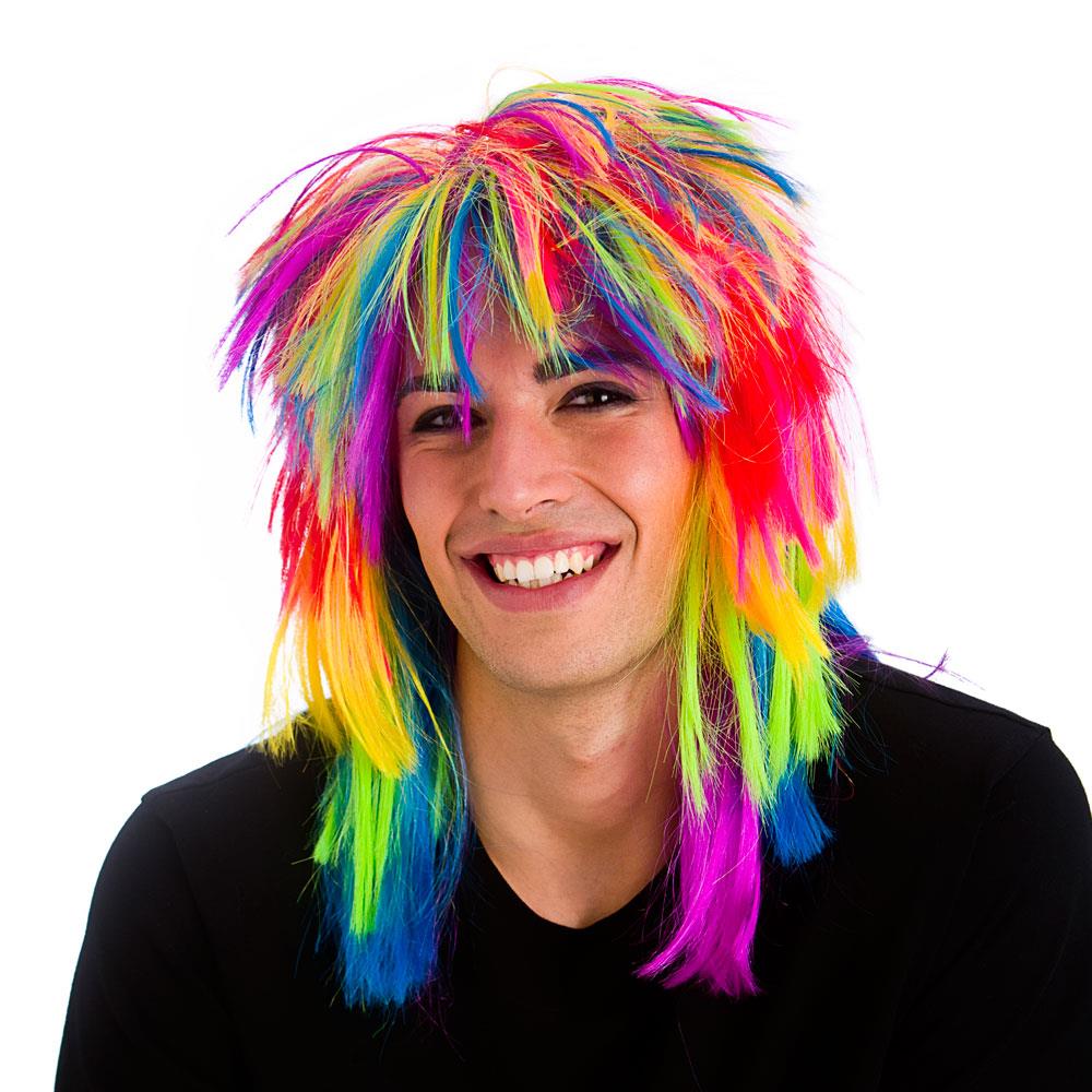 Wicked Costumes Ltd - 80s Rocker Wig (Rainbow) - Adult - Fancy Dress Central