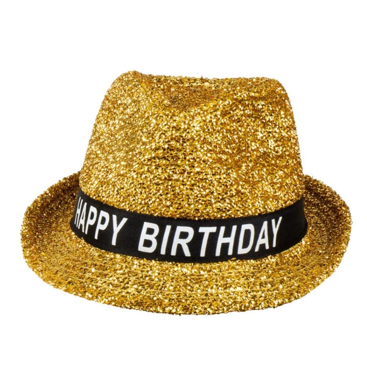 Boland - Happy Birthday Hat (Gold) - Adult - Fancy Dress Central