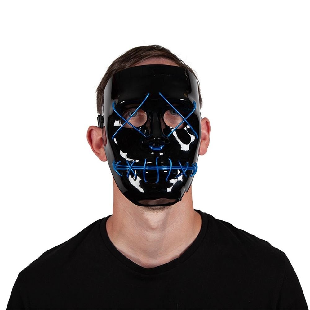 Wicked Costumes Ltd - Purge Light Up Mask (Neon Blue) - Adult - Fancy Dress Central