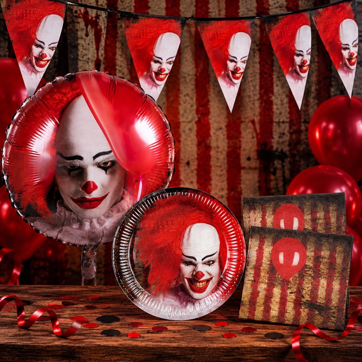 Boland - Horror Clown Paper Plates - Fancy Dress Central