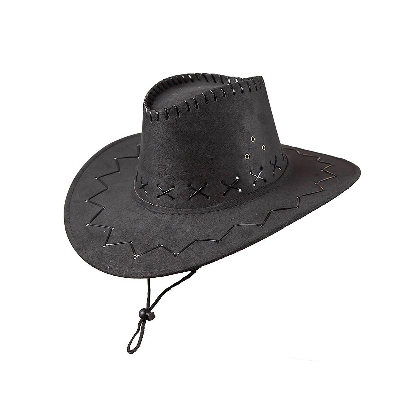 Suede Cowboy Hat (Black) - Adult