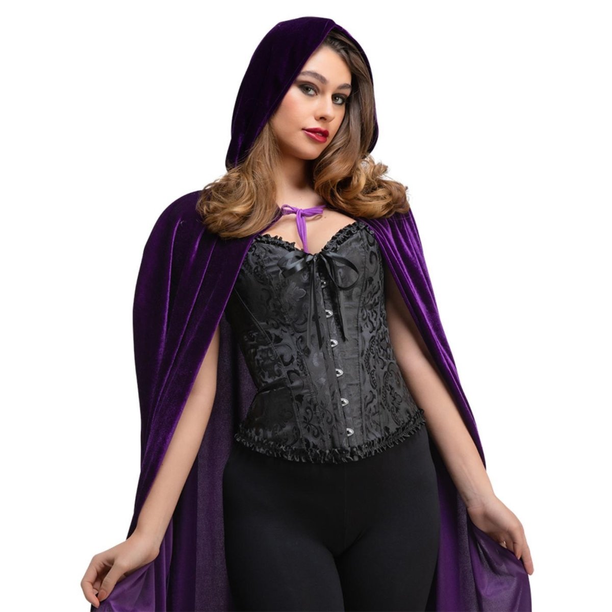 Wicked Costumes - Satin Patterned Corset (Black) - Women - Fancy Dress Central