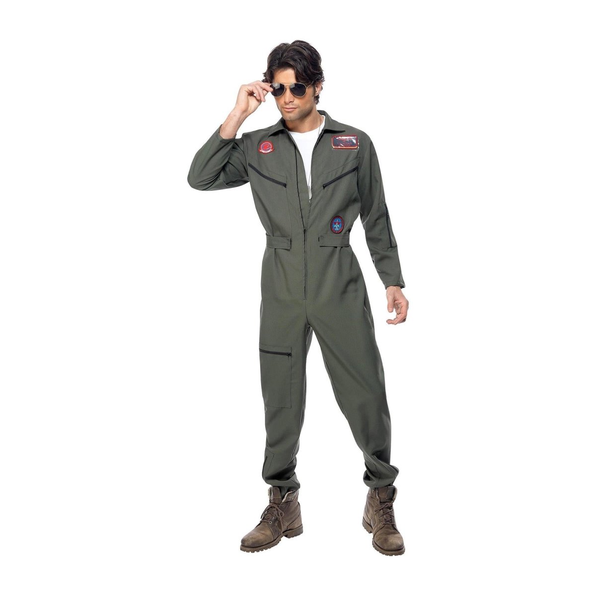 Smiffys - Green Top Gun Pilot Costume - Men - Fancy Dress Central
