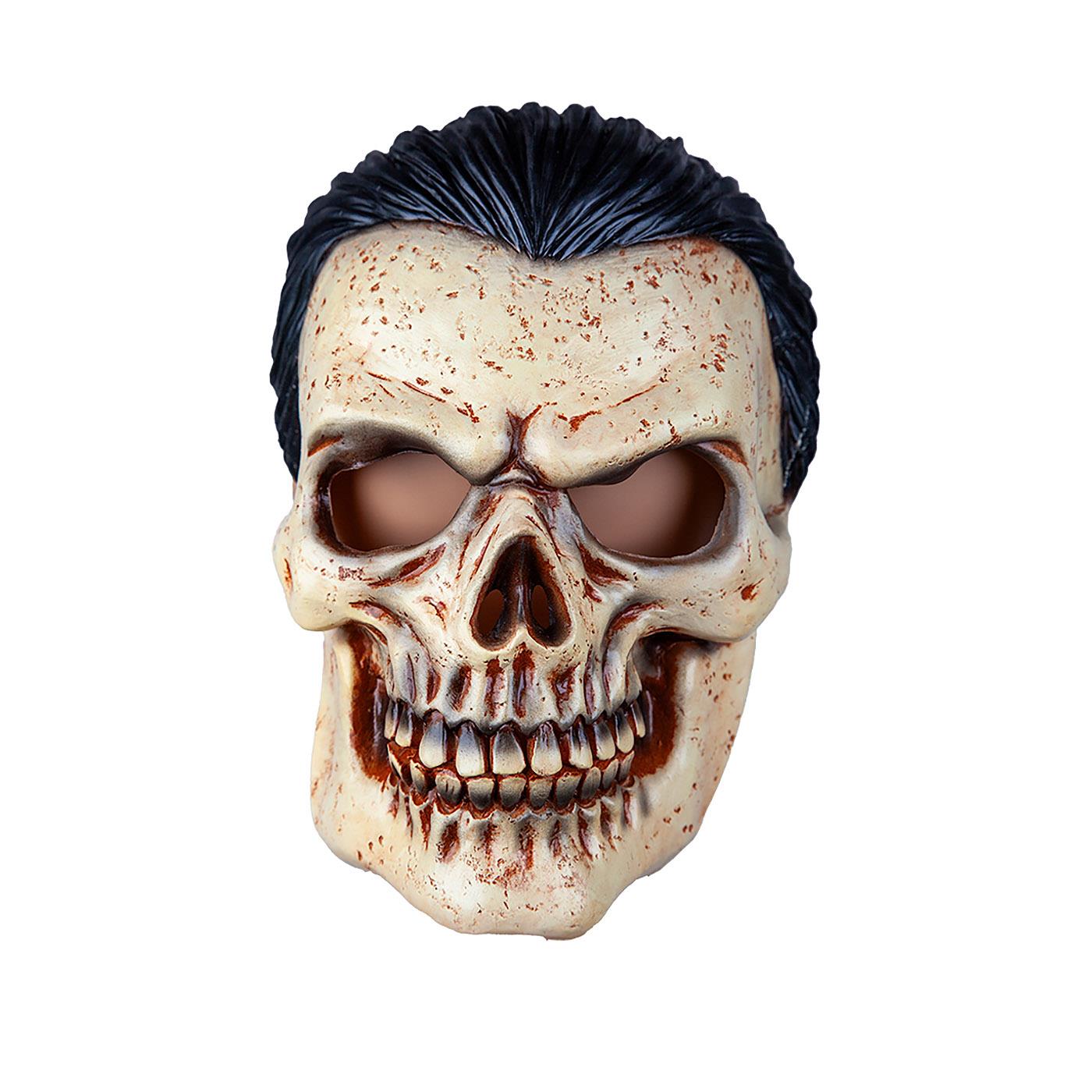 Wicked Costumes - Skull with Black Hair Halloween Mask - Adult