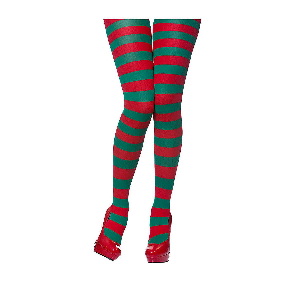 Red & Green Candystripe Tights - Women