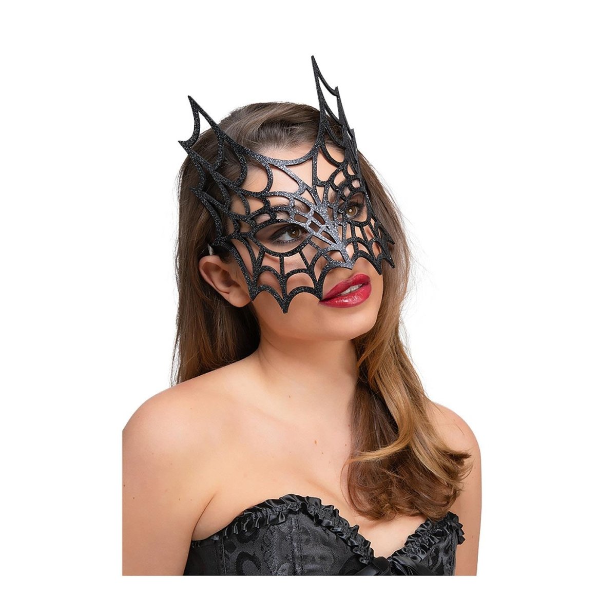 Wicked Costumes Ltd - Glitter Spider Web Mask - Adult - Fancy Dress Central