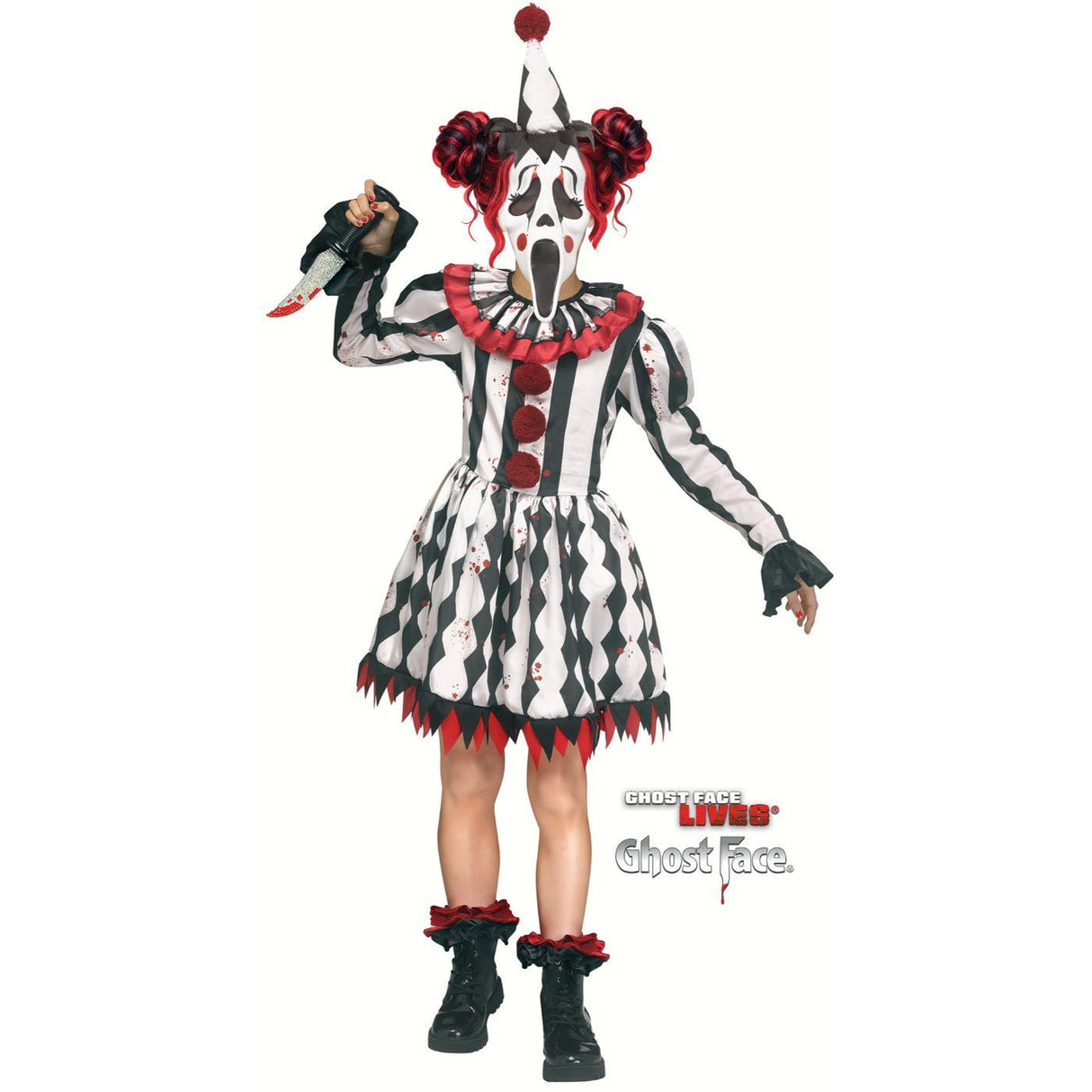 Harlequin Ghost Face Costume - Girls