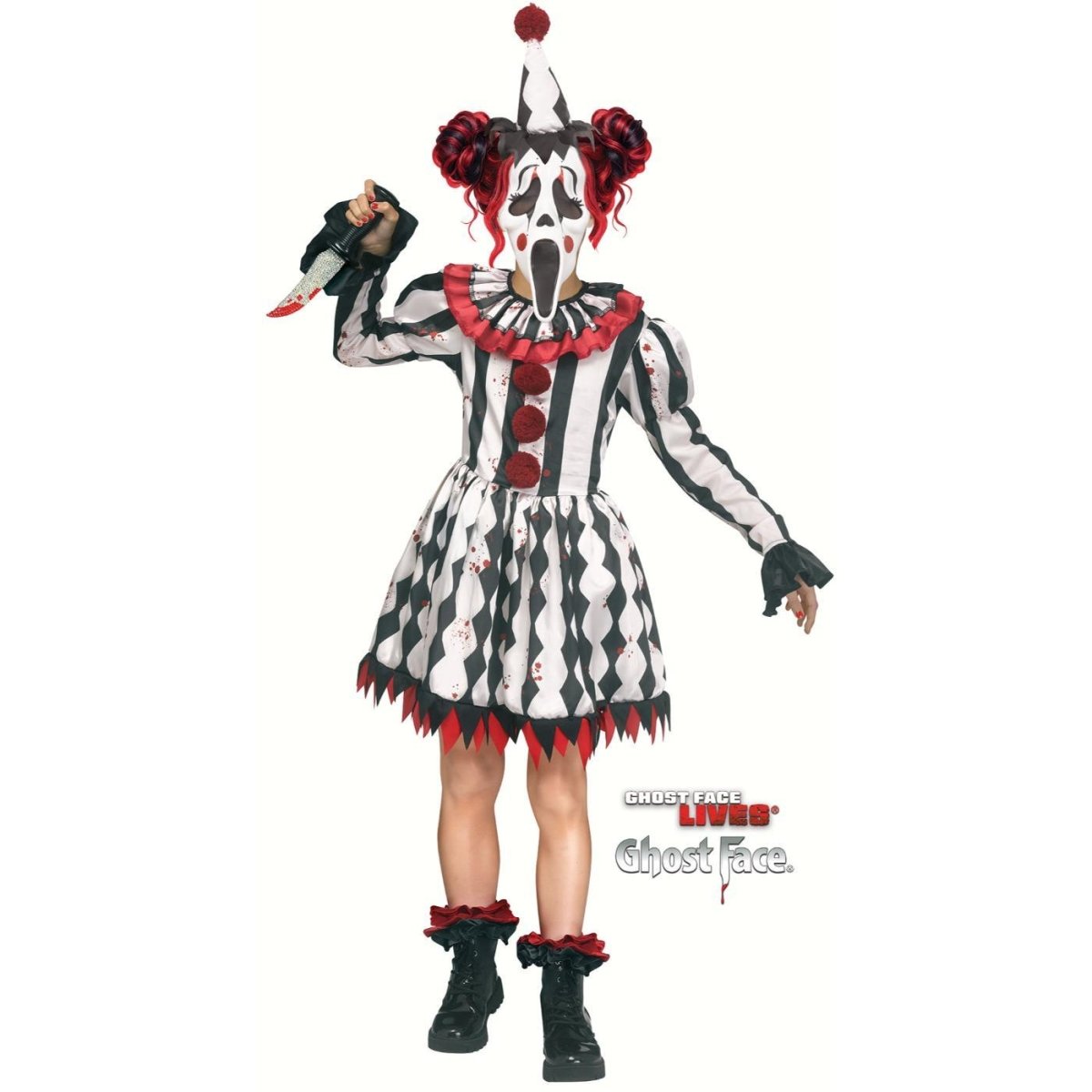 Wicked Costumes - Harlequin Ghost Face Costume - Girls - Fancy Dress Central