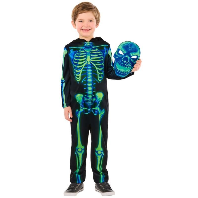 Rubies - Neon Green Skeleton Costume - Child - Fancy Dress Central