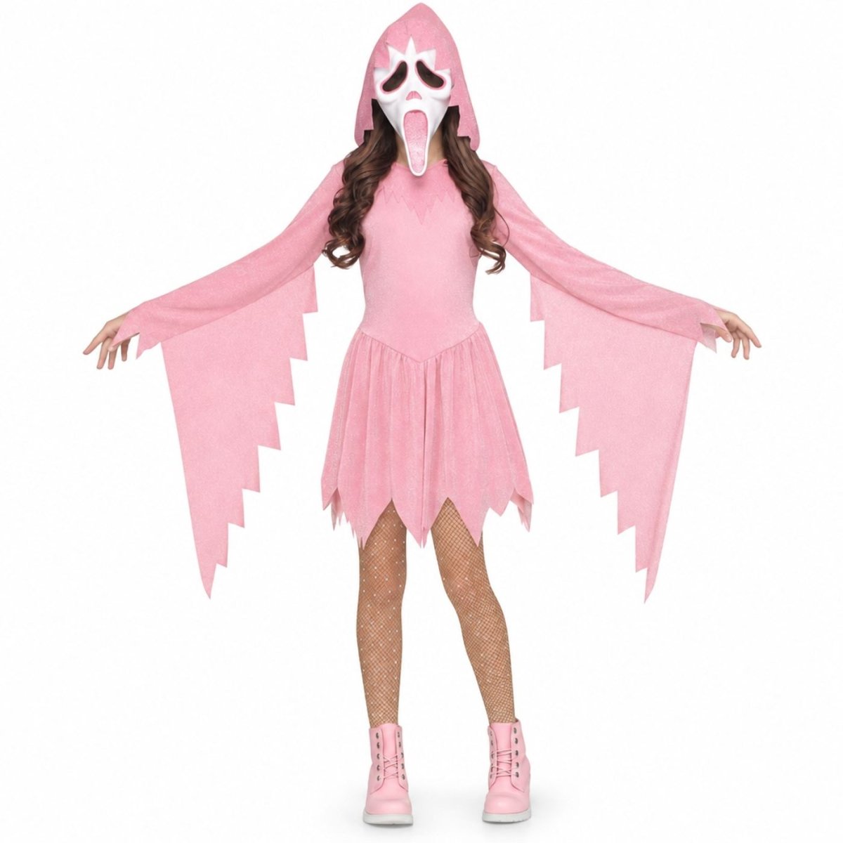 Wicked Costumes - Ghost Face Pastel Pink Sparkle Costume - Girls - Fancy Dress Central