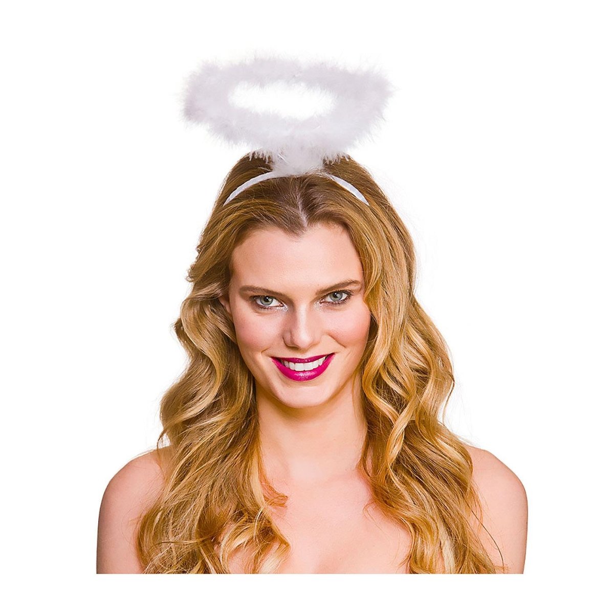 Wicked Costumes Ltd - Feather Angel Halo on a Headband (White) - Adult - Fancy Dress Central