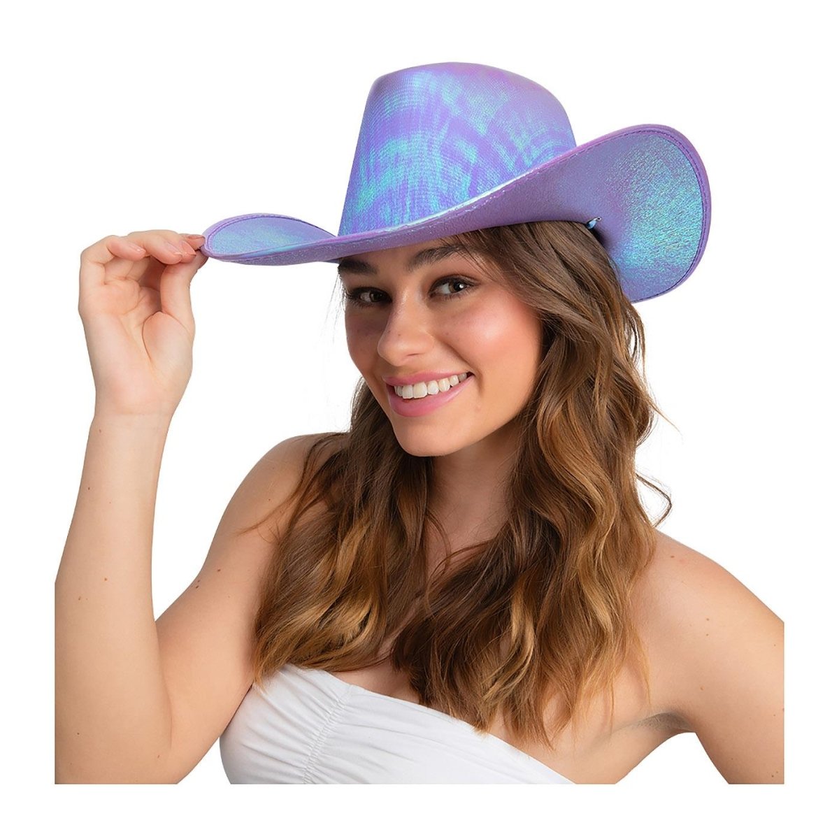 Wicked Costumes Ltd - Iridescent Texan Cowboy Hat (Lavender) - Adult - Fancy Dress Central