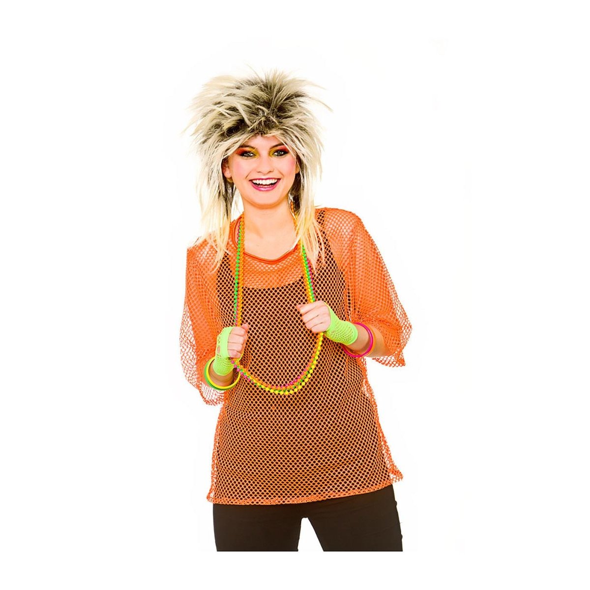 Wicked Costumes - Short Sleeved Mesh Top (Neon Orange) - Women - Fancy Dress Central