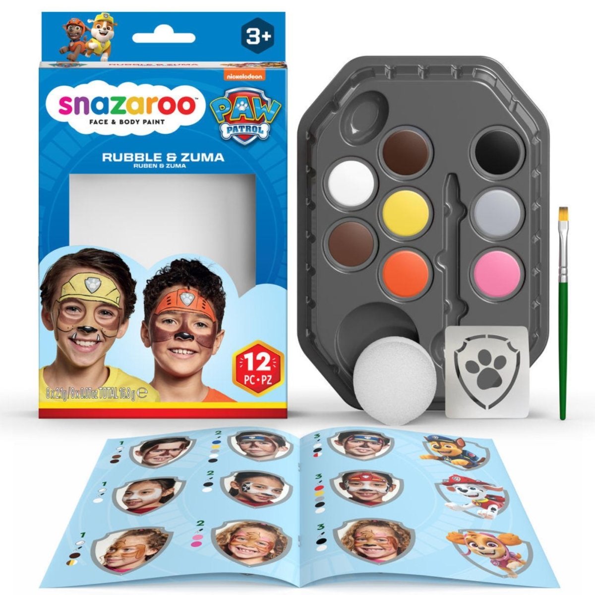 Colart - Paw Patrol Face Paint Kit - Rubble & Zuma - Fancy Dress Central