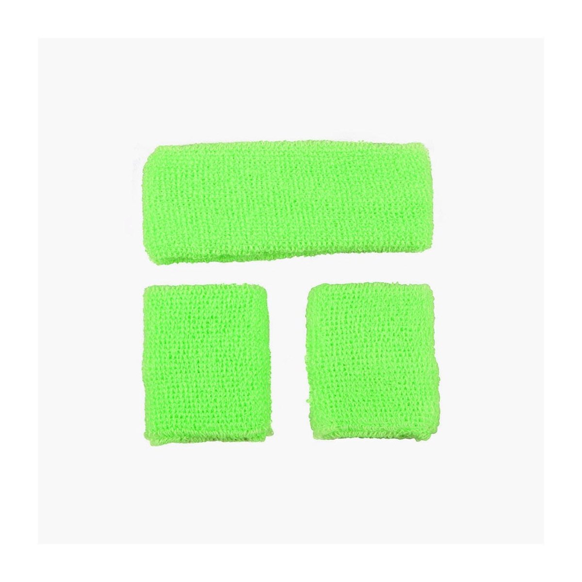 Wicked Costumes Ltd - 80s Sweatband & Wristbands (Neon Green) - Adult - Fancy Dress Central