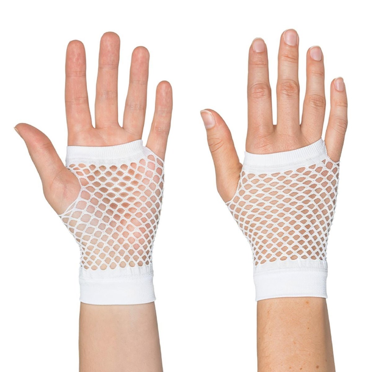 Boland - Short Mesh Fingerless Gloves (White) - Adult - Fancy Dress Central