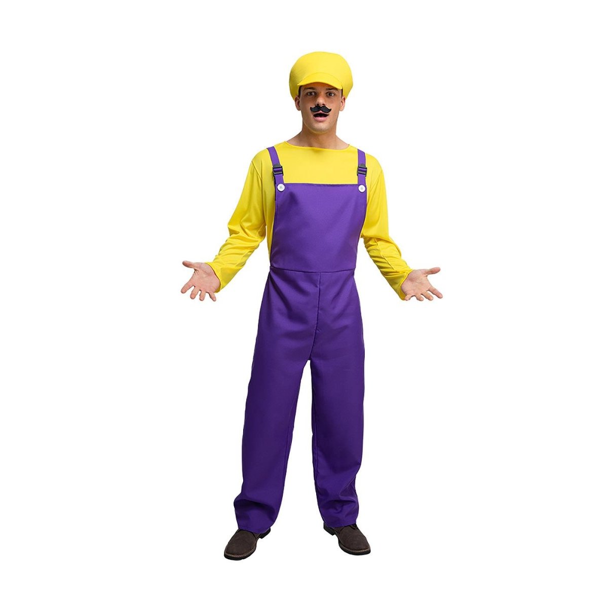 Wicked Costumes - Funny Workman Costume (Yellow & Purple) - Men - Fancy Dress Central