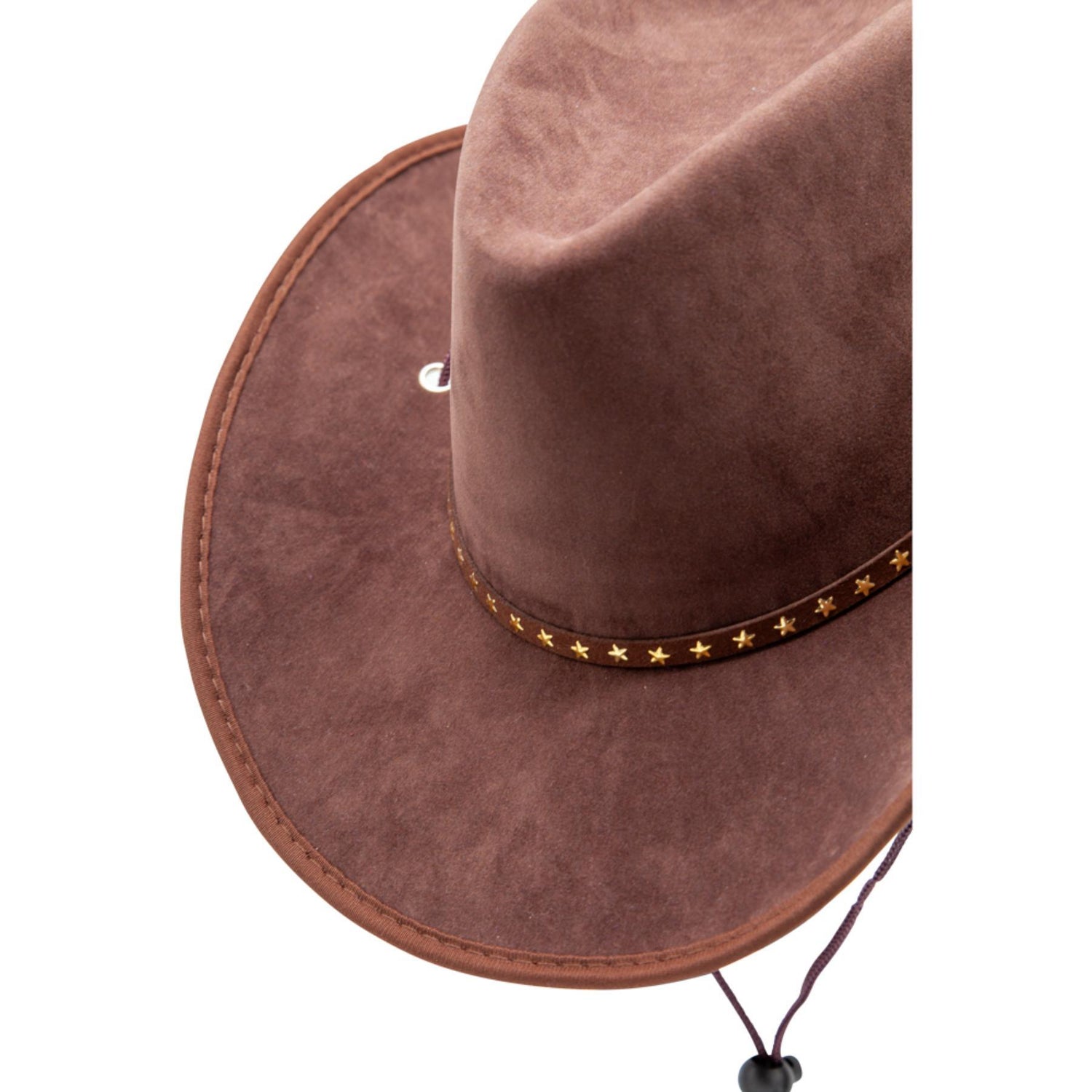 Suede Texan Cowboy Hat with Stars (Brown) - Adult