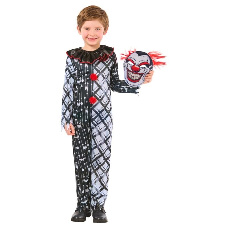 Rubies - Monochrome Sinister Clown Suit Costume - Child - Fancy Dress Central