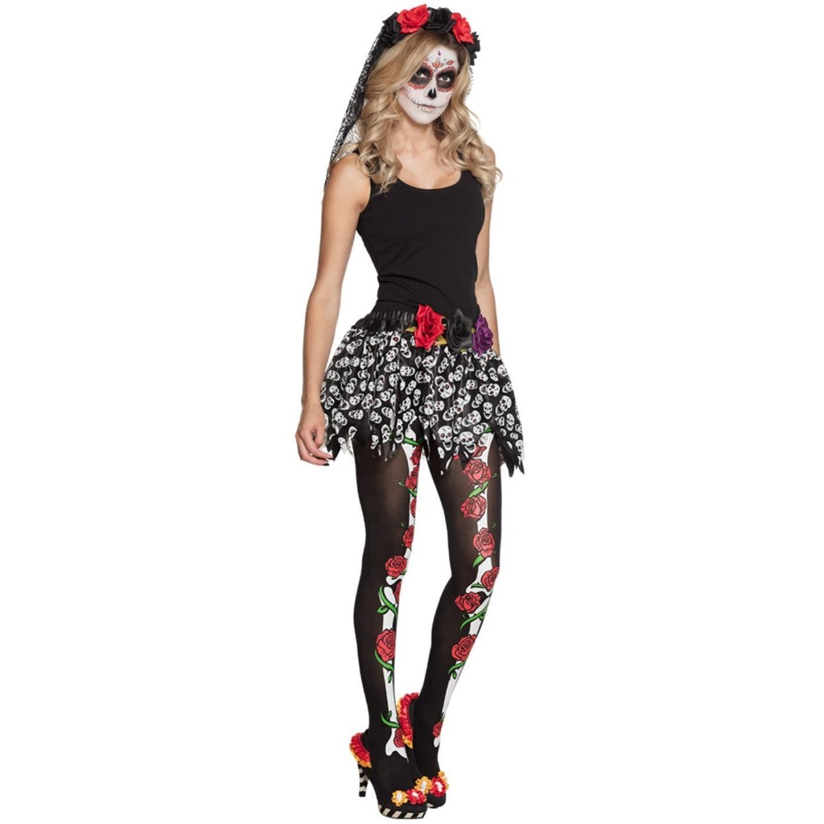 Boland - La Rosa Day of the Dead Headband with Veil - Women - Fancy Dress Central