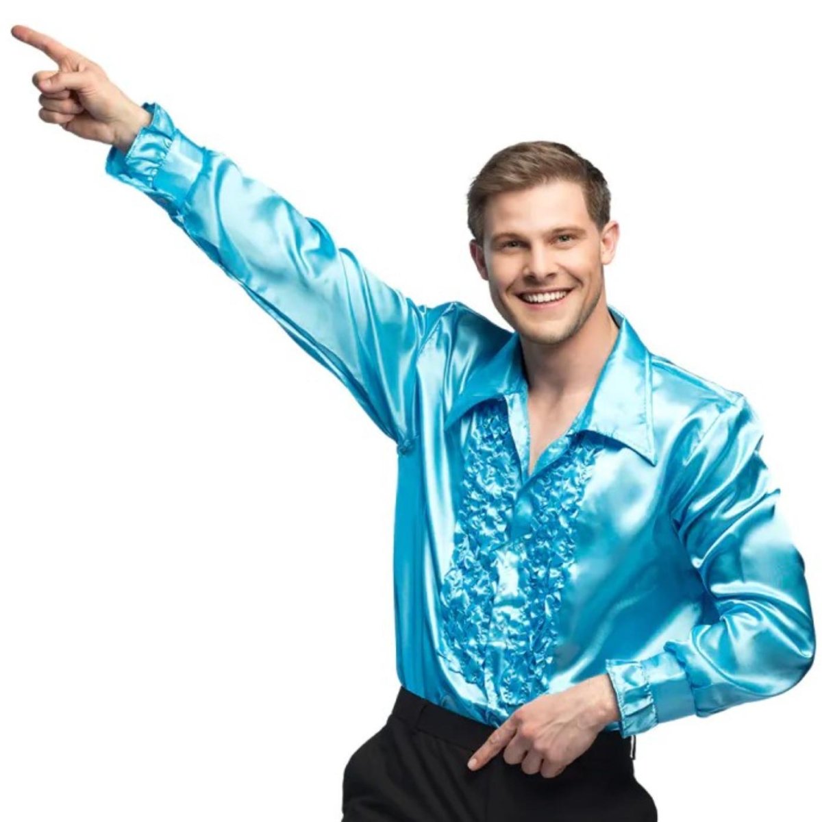 Boland - Ruffle Party Shirt (Turquoise) - Men - Fancy Dress Central