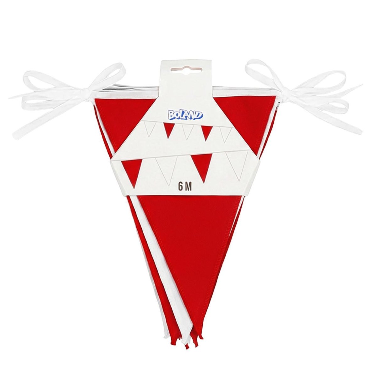 Boland - 6m Coloured Triangular Bunting (Red/White) - Fancy Dress Central