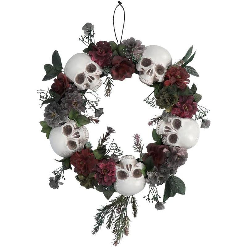 Boland - Flower Wreath with Skulls - Party Decoration - Fancy Dress Central