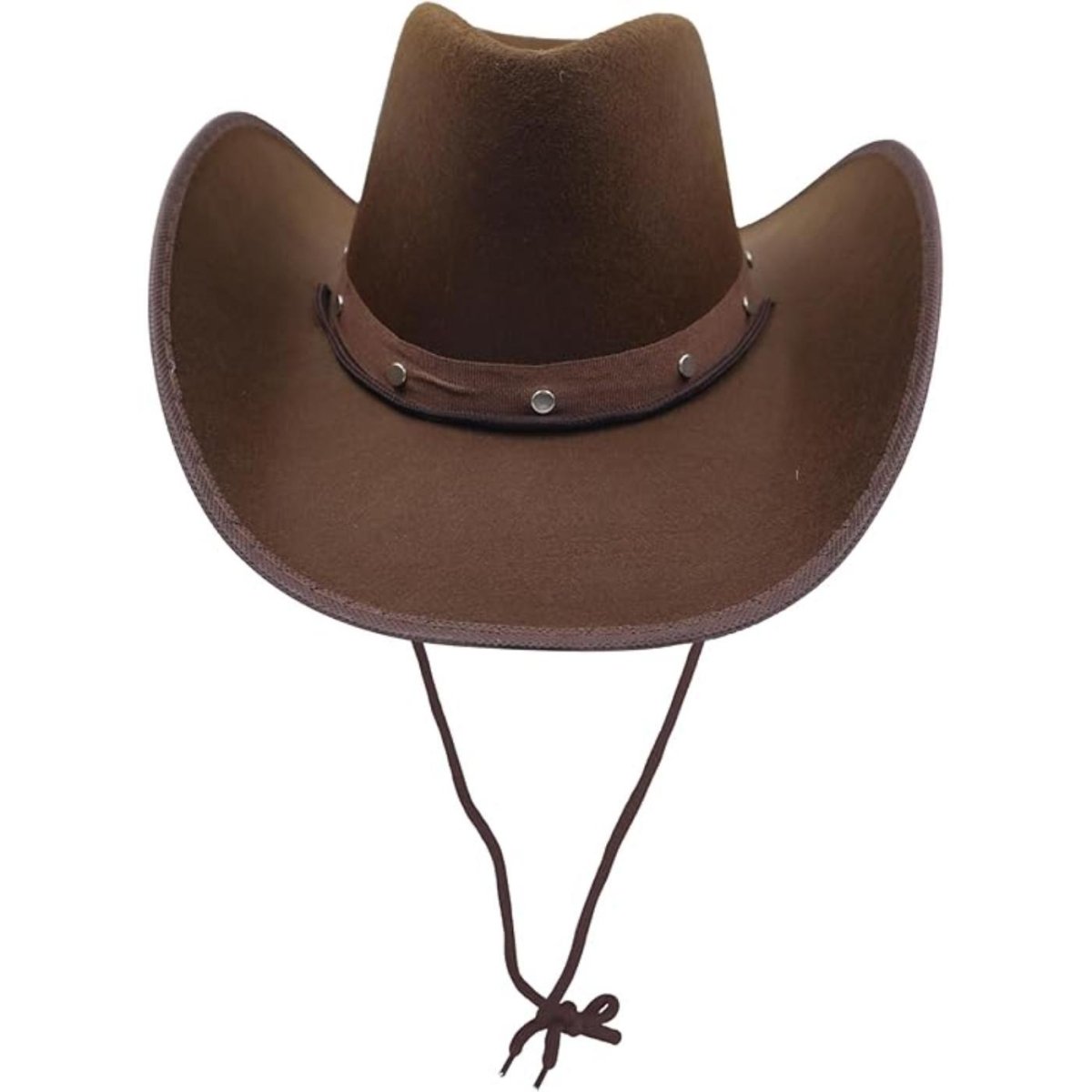 Henbrandt - Cowboy Hat with Stud Detail (Brown) - Adult - Fancy Dress Central