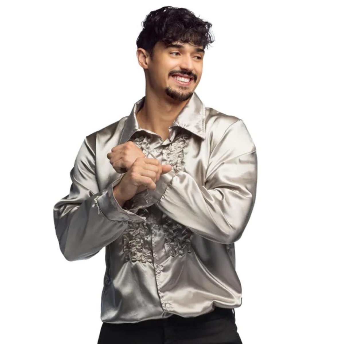 Boland - Ruffle Party Shirt (Silver) - Men - Fancy Dress Central