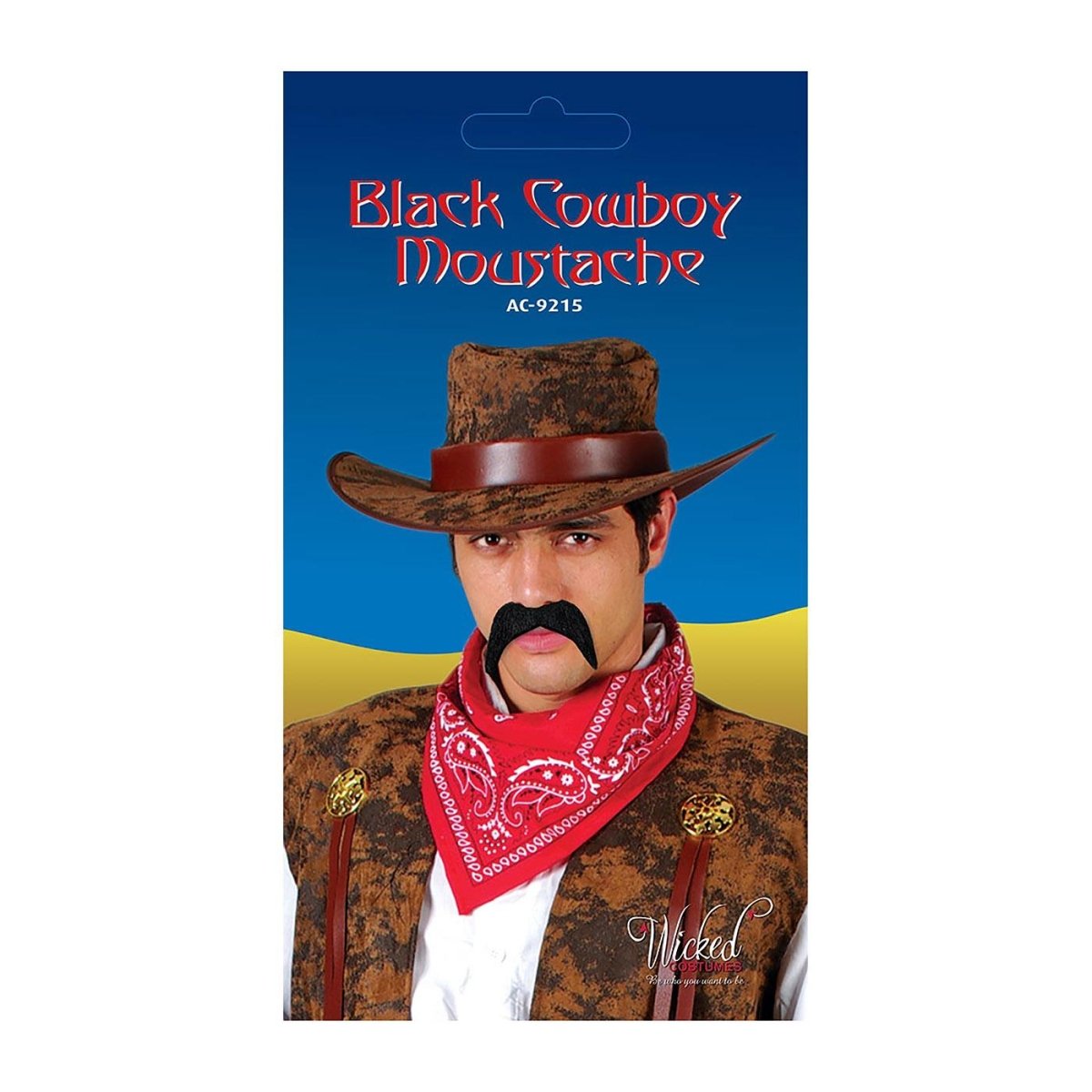 Wicked Costumes Ltd - 70s Style Moustache (Black) - Adult - Fancy Dress Central