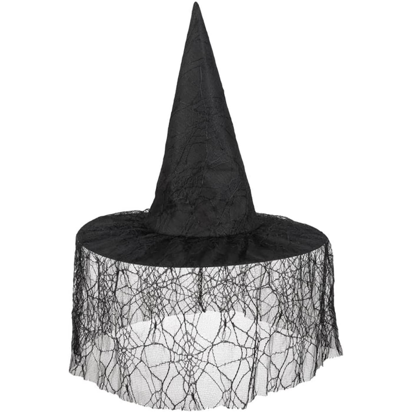 Seda Witch Hat with Lace Veil (Black) - Women