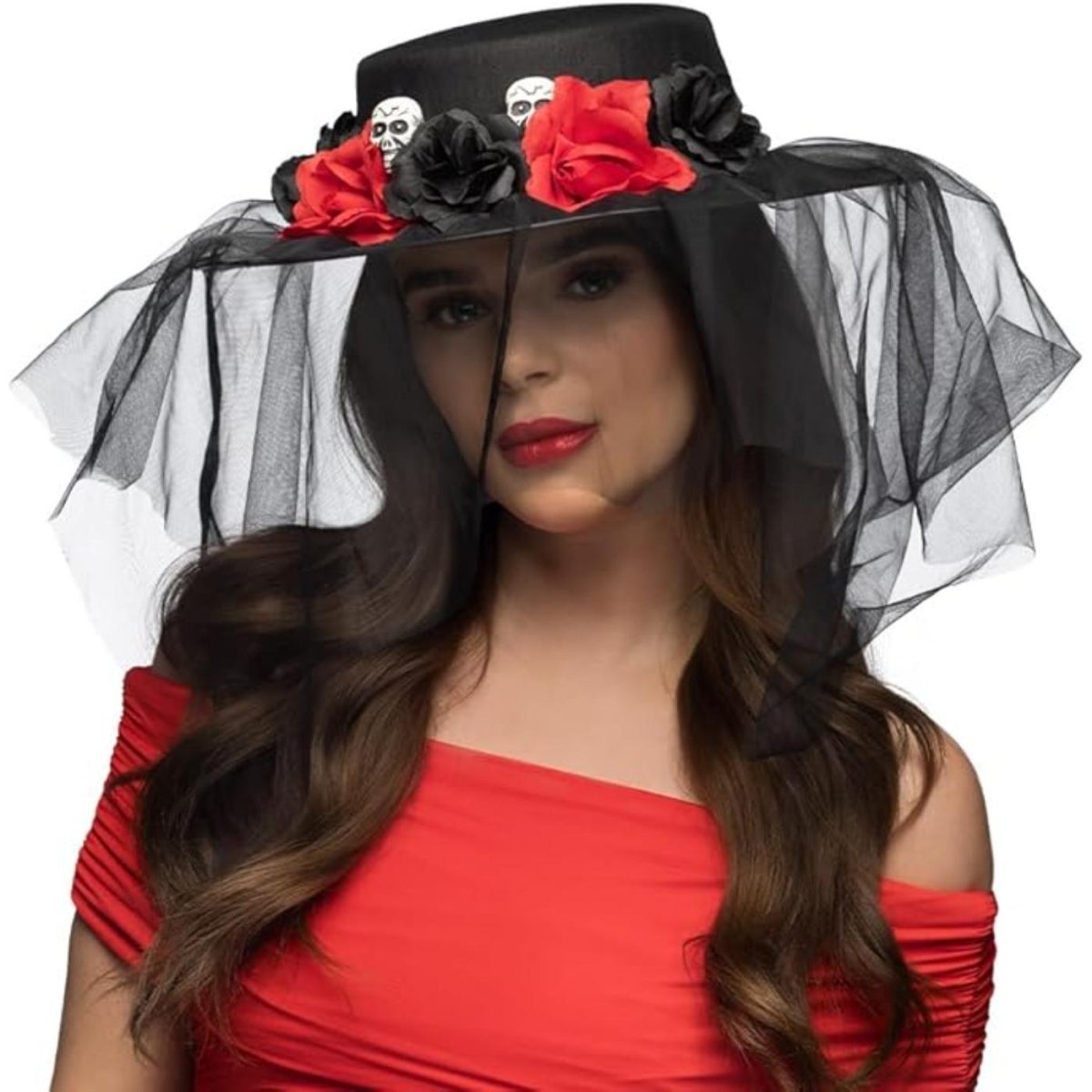 Boland - Day of the Dead Llorona Hat with Veil - Women - Fancy Dress Central