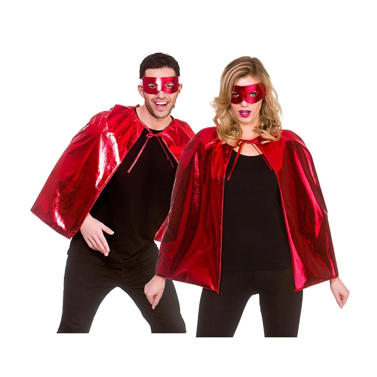 Wicked Costumes Ltd - Superhero Cape & Mask (Metallic Red) - Adult - Fancy Dress Central