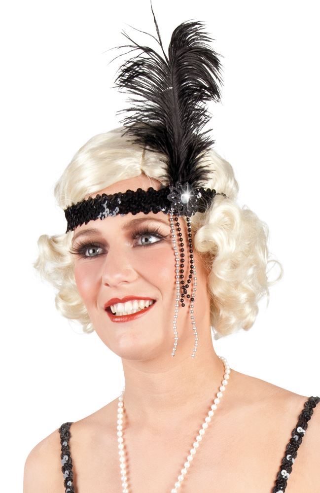 1920s Flapper Headband (Black) - Women