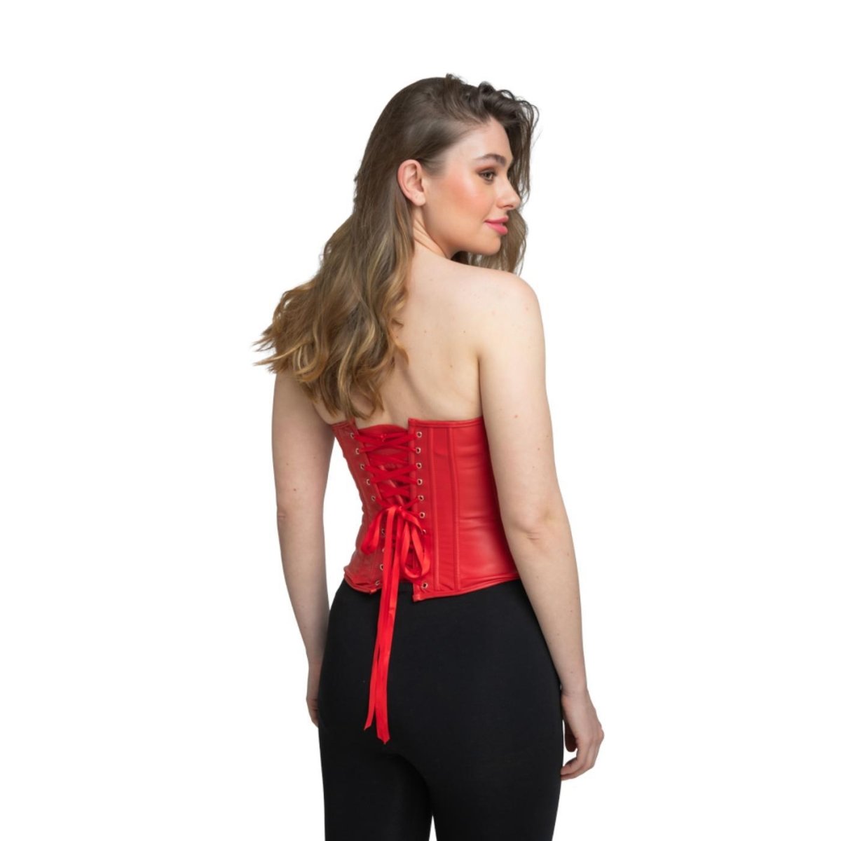 Wicked Costumes - Faux Leather Corset (Red) - Women - Fancy Dress Central