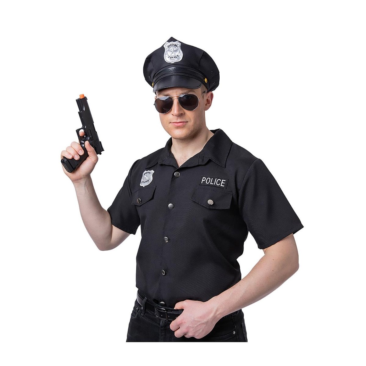 Wicked Costumes - Police Shirt (Black) - Men - Fancy Dress Central