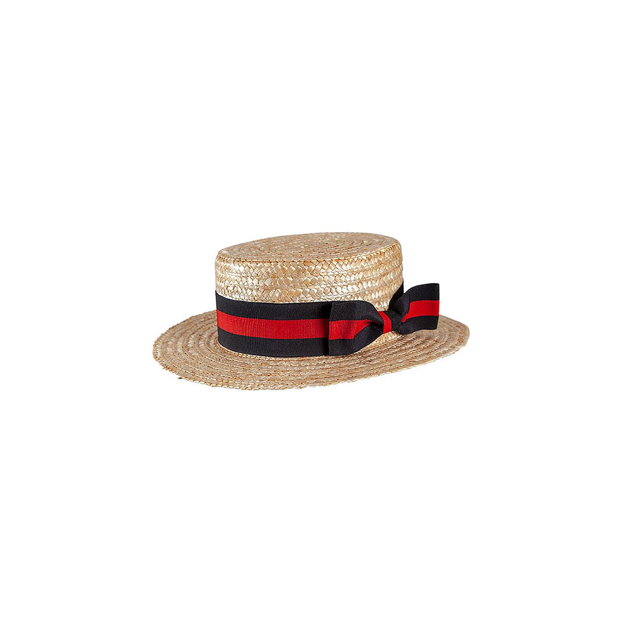 Classic Boater Hat with Black & Red Band - Adult