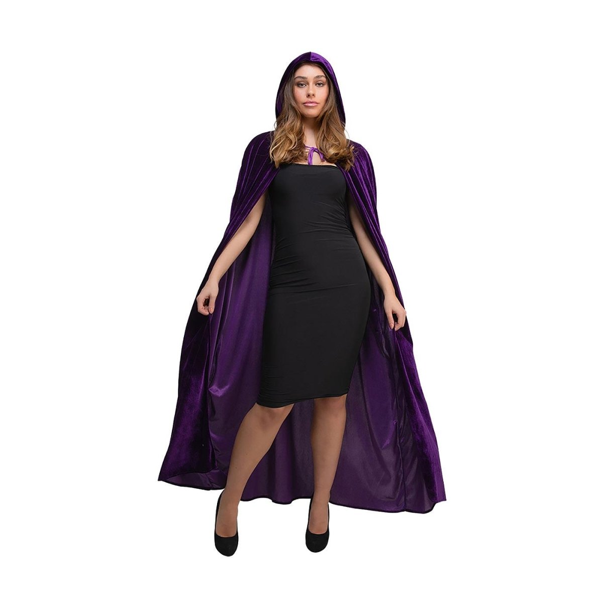 Wicked Costumes Ltd - Hooded Velvet Cloak (Purple) - Adult - Fancy Dress Central