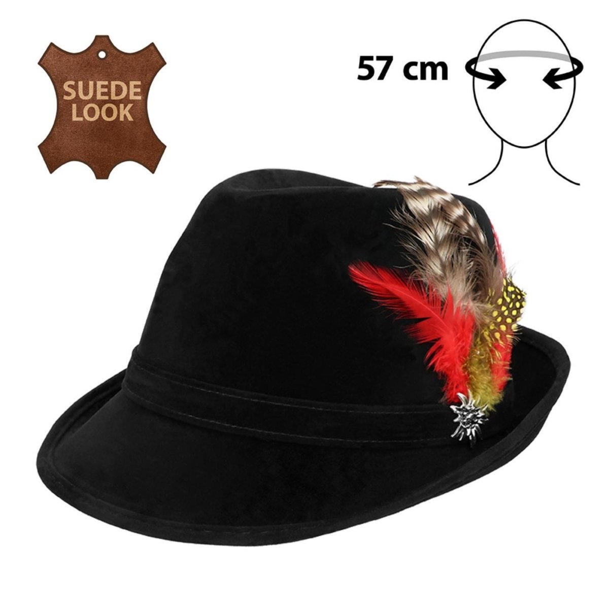 Boland - Alpine Oktoberfest Hat (Black) - Adult - Fancy Dress Central