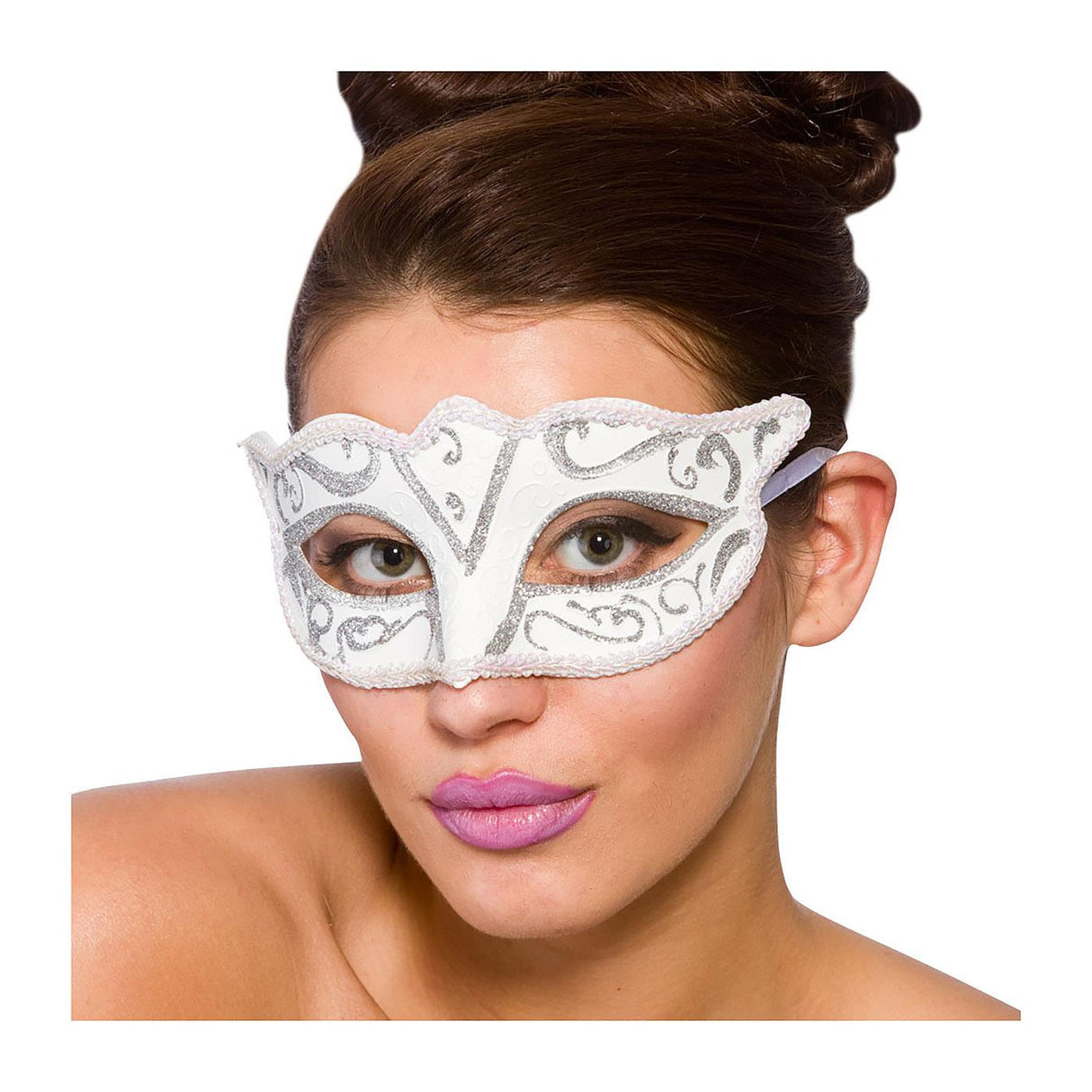 Verona Masquerade Eye Mask (White) - Adult
