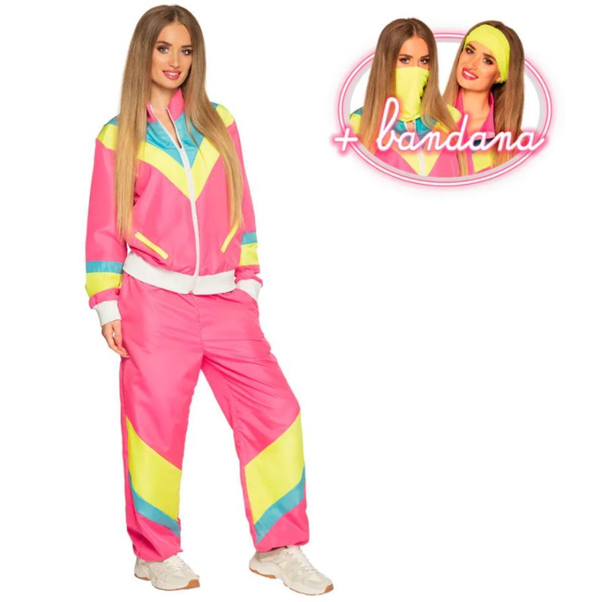 Retro Babe Shell Suit Costume (Neon Pink) - Women