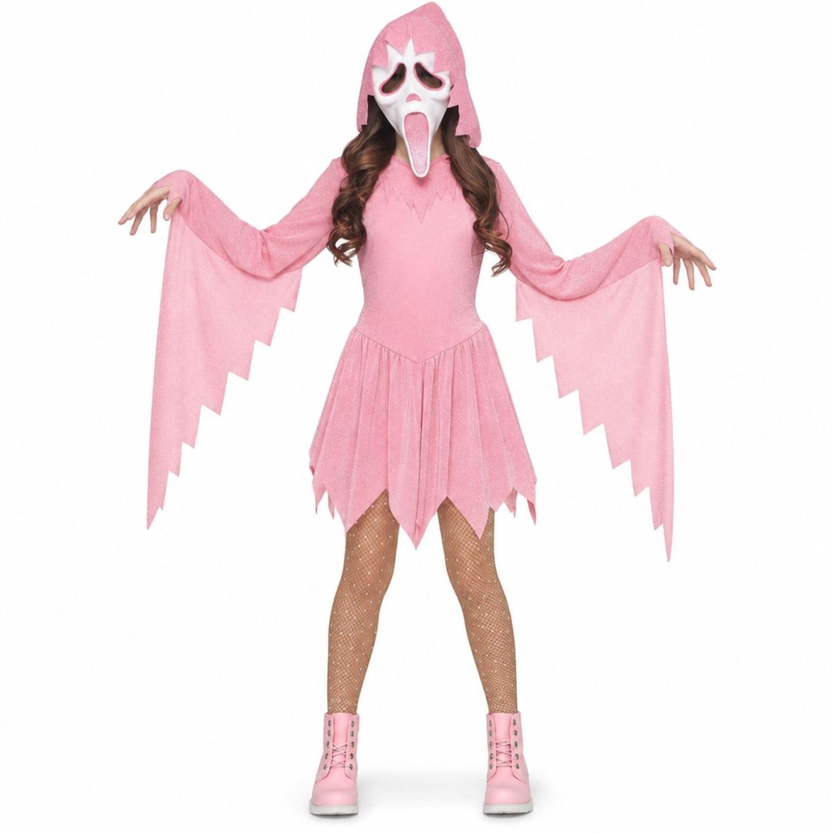 Wicked Costumes - Ghost Face Pastel Pink Sparkle Costume - Girls - Fancy Dress Central