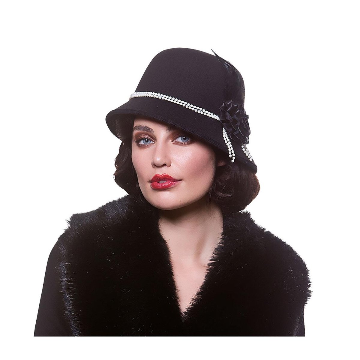 Wicked Costumes Ltd - 20s Cloche Hat with Pearls - Women - Fancy Dress Central