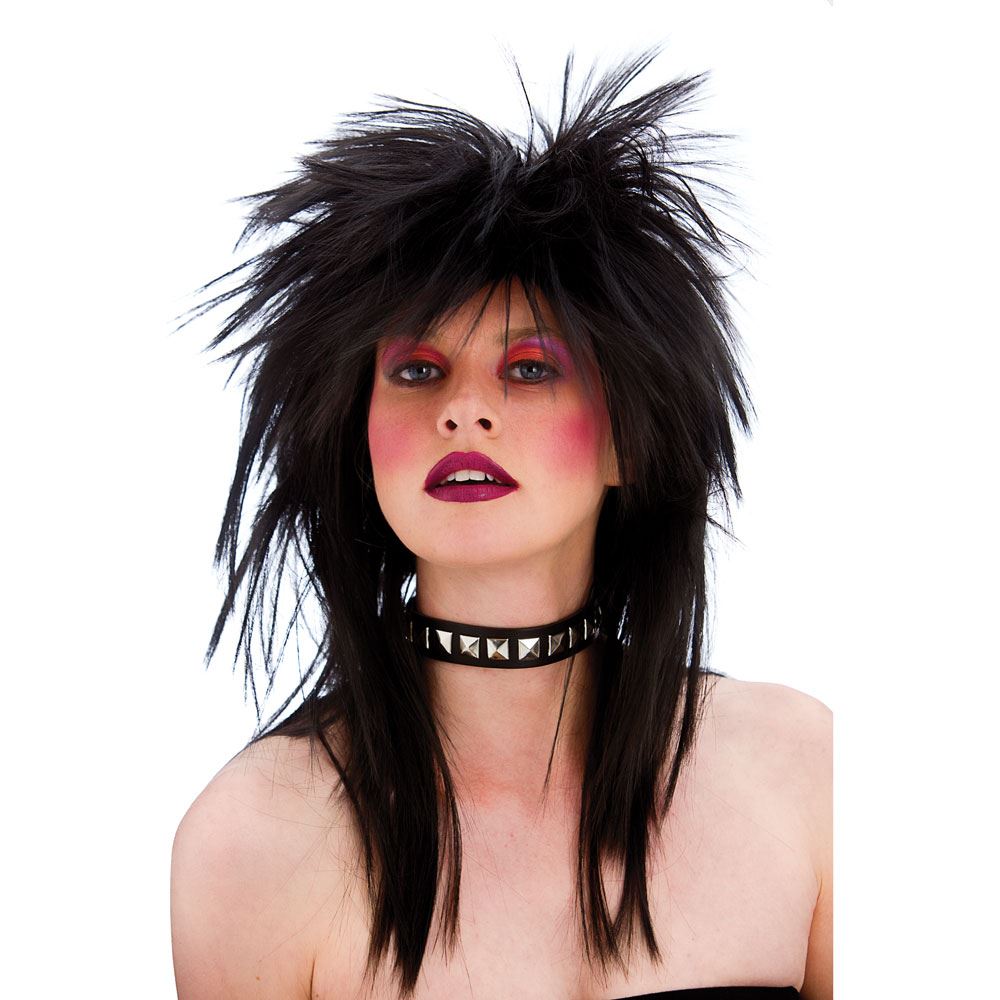 80s Rocker Wig (Black) - Adult