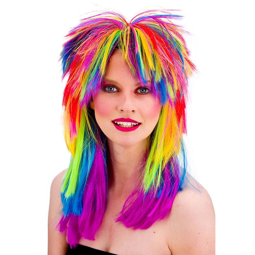 Wicked Costumes Ltd - 80s Rocker Wig (Rainbow) - Adult - Fancy Dress Central