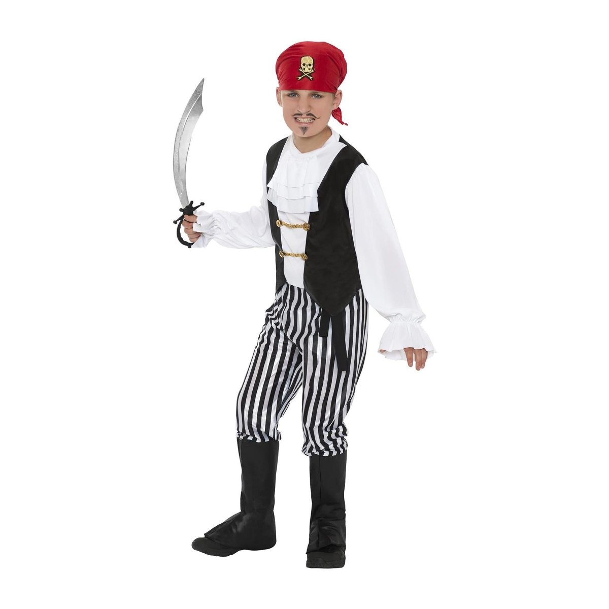 Smiffys - Black & White Pirate Boy Costume - Boys - Fancy Dress Central